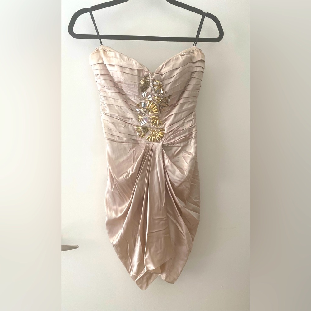Bebe Strapless Silk Mini Dress - retail 149